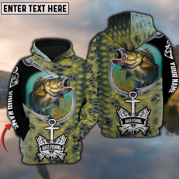 Maxcorners Personalized Bass Fishing Hook 3D Hoodie