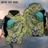 Maxcorners Personalized Crappie Fishing Hook 3D Hoodie