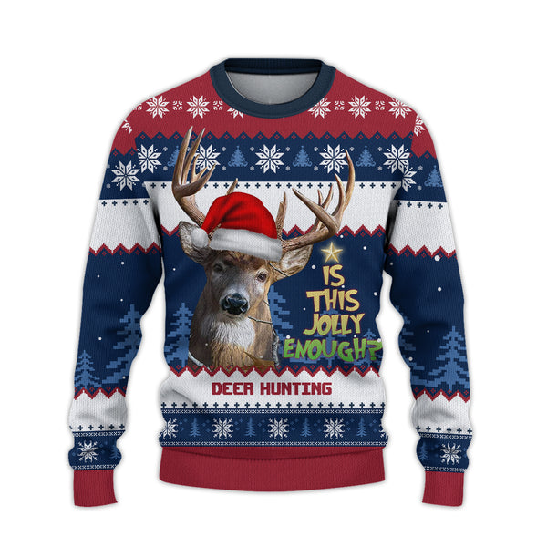 Maxcorners Deer Hunting Jolly Merry Christmas All Over Print Sweater