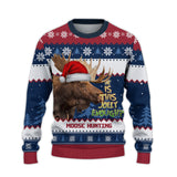 Maxcorners Moose Hunting Jolly Merry Christmas All Over Print Sweater