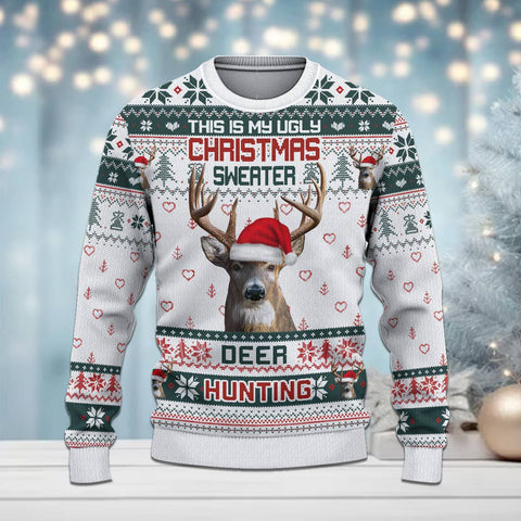 Maxcorners Deer Hunting Merry Christmas All Over Print Sweater
