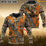 Maxcorners Custom Name Hunting Moose Orange Camo Shirt 3D All Over Printed Clothes