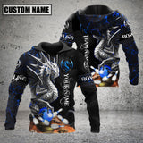 Maxcorners Custom Name Blue Dragon Bowling 3D Hoodie