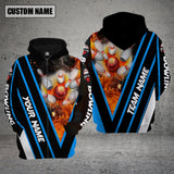 Maxcorners Custom Name Bowling On The Fire Blue 3D Hoodie