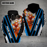 Maxcorners Custom Name Bowling On The Fire Blue 3D Hoodie