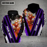 Maxcorners Custom Name Bowling On The Fire Purple 3D Hoodie
