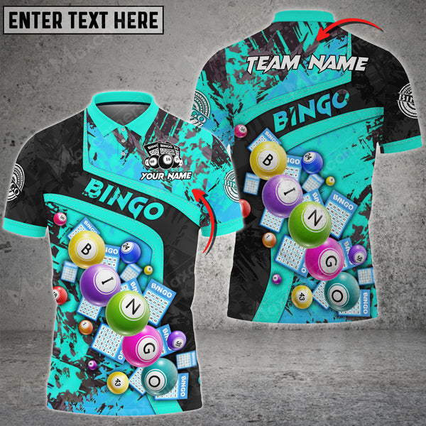 Maxcorners Bingo Grunge Texture Abstract Multicolor Option Customized Name 3D Shirt