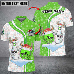 Maxcorners Xmas Bowling And Pins Multicolor Option Customized Name 3D Shirt