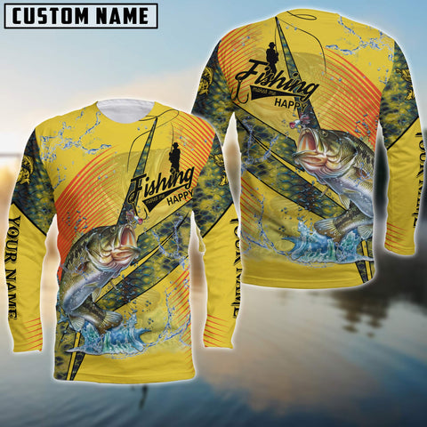 Maxcorners Personalized Name Largemouth Bass Fishing Shirts 3D