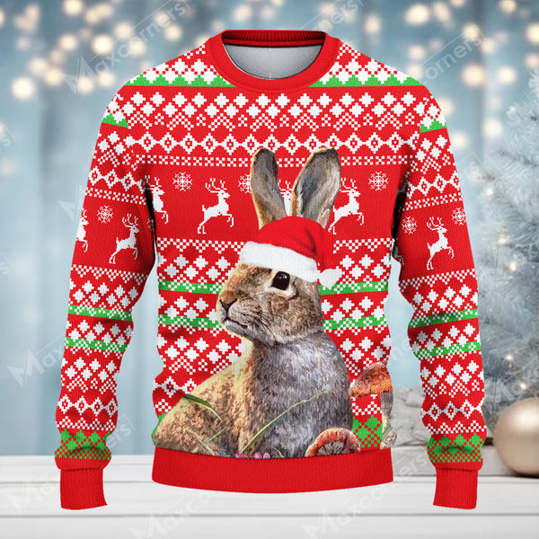 Maxcorners Hunting Santa Claus Red Color (Multi Animal Options) All Over Print Sweater