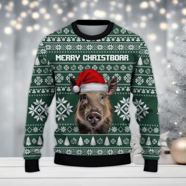 Maxcorners Hunting (Multi Animal Options) Green Merry Christmas All Over Print Sweater