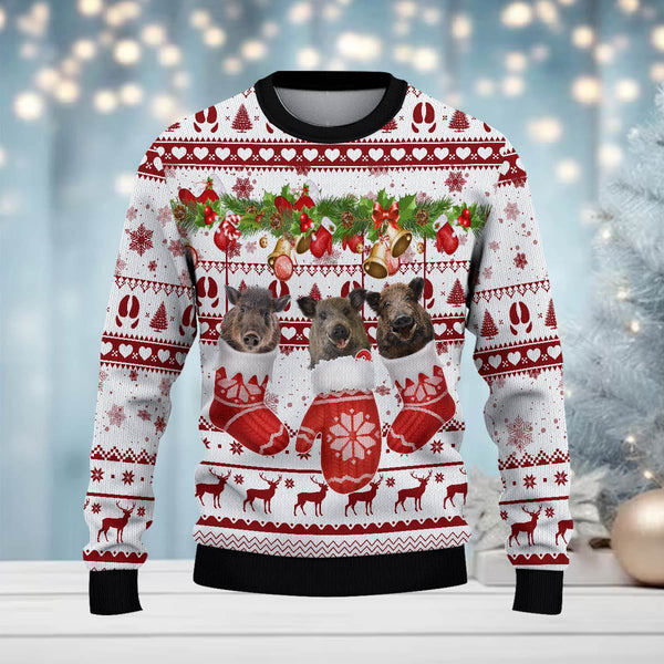 Maxcorners Hunting (Multi Animal Options) Bells Merry Christmas All Over Print Sweater