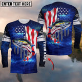 Maxcorners Fishing Flag America Tuna Customize Name 3D Shirts