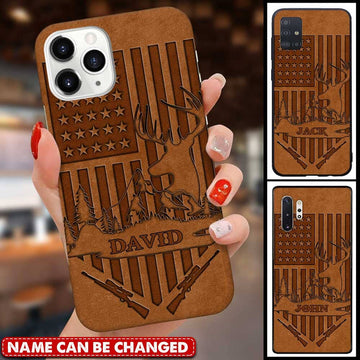 Maxcorners American Deer Hunting US Flag Hunter Personalized Name Phone Case LM1012