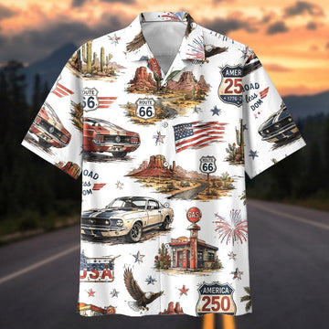 Maxcorners American Road Trip Car Hawaiian Shirt