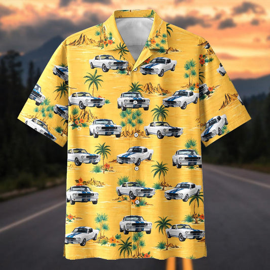 Maxcorners Personalized Car 1960s Mustang Muscle Car Yellow Hawaiian Shirt