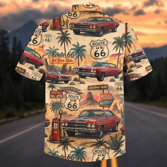 Maxcorners Personalized Car Route 66 Classic Chevelle SS Hawaiian Shirt