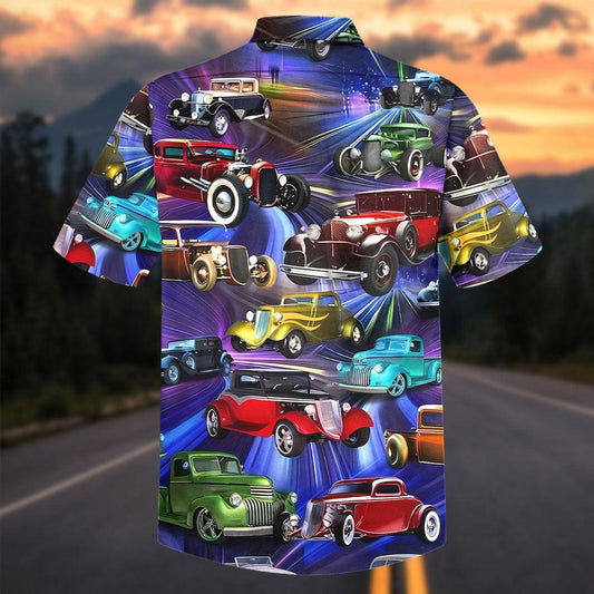 Maxcorners Personalized Vintage Hot Rod Classics Hawaiian Shirt