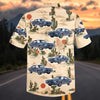 Maxcorners Personalized Classic Blue Muscle Car Desert Cactus Landscape Hawaiian Shirt