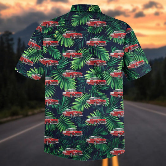 Maxcorners Custom Car 1955 Chevy Bel Air Tropical Palm Hawaiian Shirt