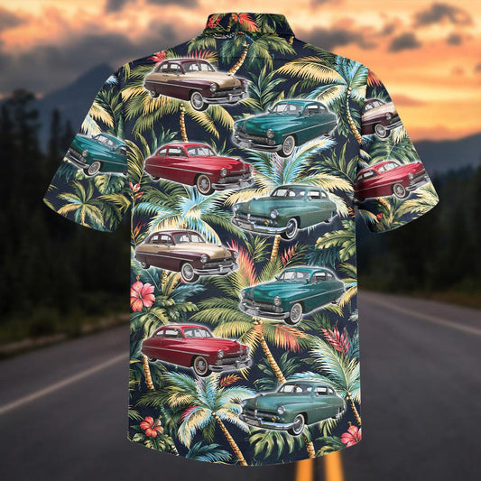 Maxcorners Personalized Car Vintage Classic Car Tropical Palm Tree Hawaiian Shirt
