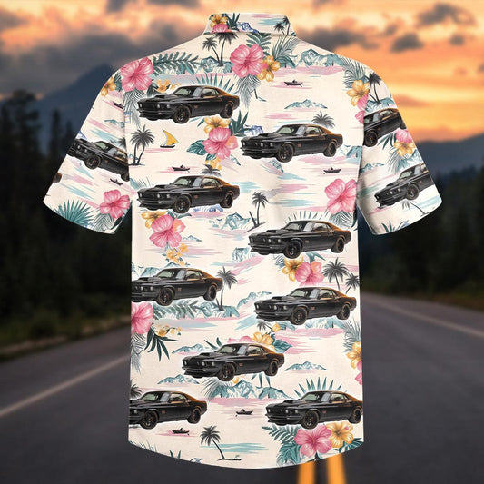 Maxcorners Personalized Car Tropical Black Classic Muscle Car Aloha Shirt