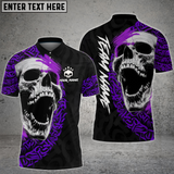 Maxcorners Skull Bowling Shirt Gothic Tribal Tattoo Style Multioptions Personalized Name, Team Name Unisex 3D Shirt (4 Colors)