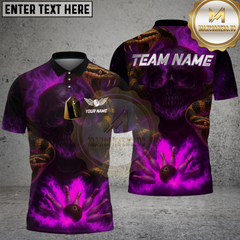 Maxcorners Bowling Shirt Evil Snake Skull Smoke Design Multioptions Personalized Name, Team Name Unisex 3D Shirt (4 Colors)