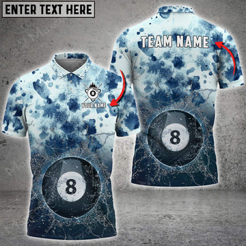 Maxcorners Billiards 8 Ball Tie-Dye Pattern Personalized Name 3D Shirt (Multi Color Options)