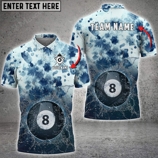 Maxcorners Billiards 8 Ball Tie-Dye Pattern Personalized Name 3D Shirt (Multi Color Options)