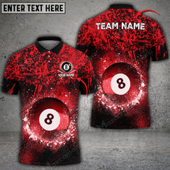 Maxcorners Billiard 8 Ball Ink Pattern Personalized Name 3D Shirt (Multi Color Options)