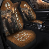 Maxcorners Personalized Name Moose Hunting Forest Hold on Funny Car Seat Covers