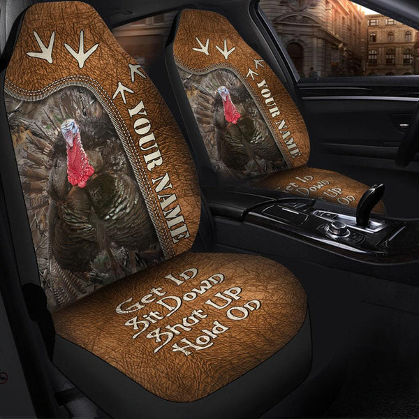 Maxcorners Personalized Name Turkey Hunting Forest Hold on Funny Car Seat Covers