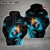 Maxcorners Billiards 8 Ball Flame Multicolor Option Customized Name 3D Hoodie