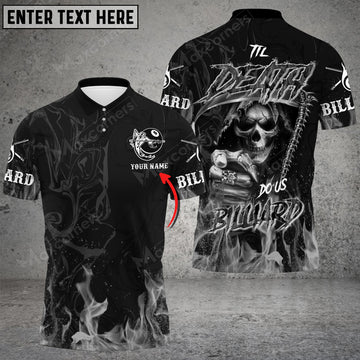 Maxcorners Til Death Do Us Billiard Skull Personalized Name 3D Shirt (Multi Color Options)