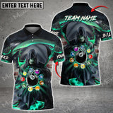 Maxcorners Billiards Reaper Fire Flag Pattern Personalized Name, Team Name Unisex Shirt ( 6 Colors )