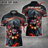 Maxcorners Billiards Reaper Fire Flag Pattern Personalized Name, Team Name Unisex Shirt ( 6 Colors )