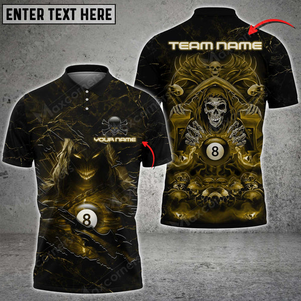 Maxcorners Billiards Fire Reaper Epic Art Personalized Name, Team Name Unisex Shirt ( 6 Colors )