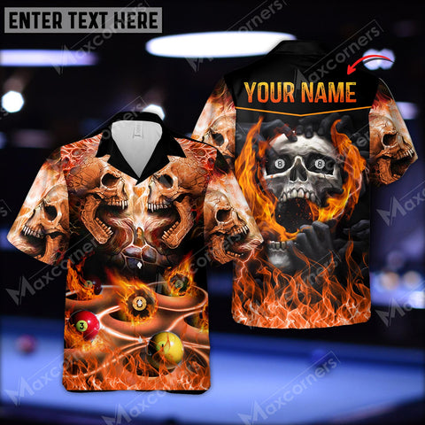 Maxcorners Billiards Skull Legend Personalized Name Hawaiian Shirt