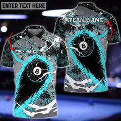 Maxcorners Billiard 8 Ball Stains Personalized Name 3D Shirt (Multi Color Options)