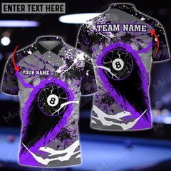 Maxcorners Billiard 8 Ball Stains Personalized Name 3D Shirt (Multi Color Options)