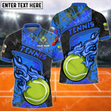 Maxcorners Tennis Ball Grunge Multicolor Options Customized Name 3D Shirt ( 4 Colors )