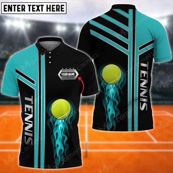 Maxcorners Tennis Ball Fire Multicolor Options Customized Name 3D Shirt ( 6 Colors )