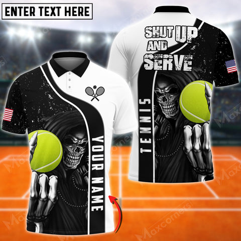 Maxcorners Tennis Skull Multicolor Options Customized Name 3D Shirt