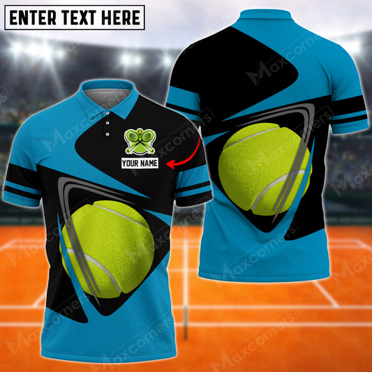 Maxcorners Tennis Gold Line Art Multicolor Options Customized Name 3D Shirt ( 4 Colors )