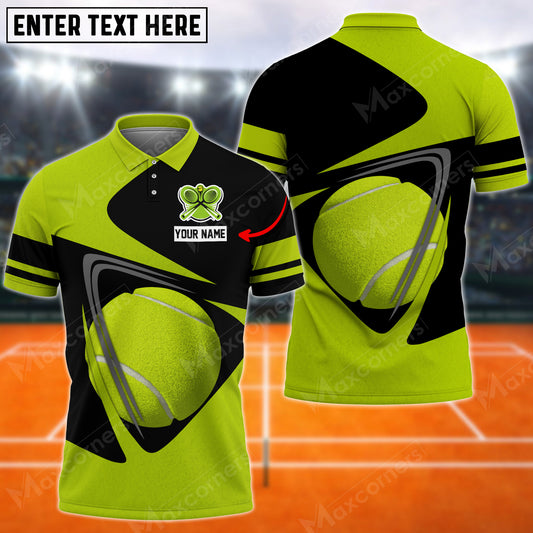 Maxcorners Tennis Gold Line Art Multicolor Options Customized Name 3D Shirt ( 4 Colors )