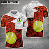 Maxcorners Tennis Fire Ball Polynesian Pattern Multicolor Options Customized Name 3D Shirt ( 4 Colors )