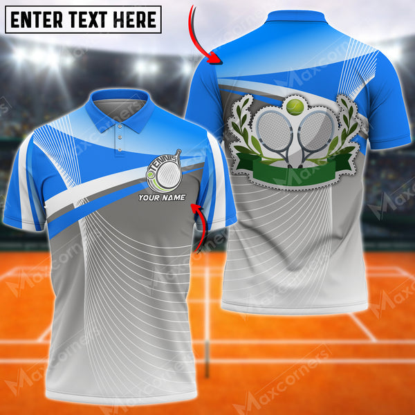 Maxcorners Tennis Ball Elite Line Pattern Multicolor Options Customized Name 3D Shirt ( 6 Colors )