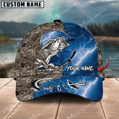 Maxcorners Bass Fishing Personalized Name All Over Printed Classic Cap