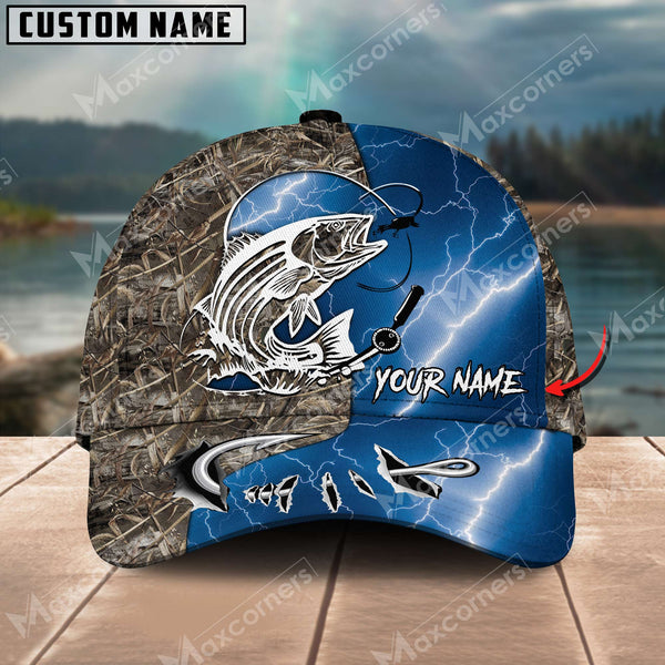 Maxcorners Striped Bass Personalized Name All Over Printed Classic Cap